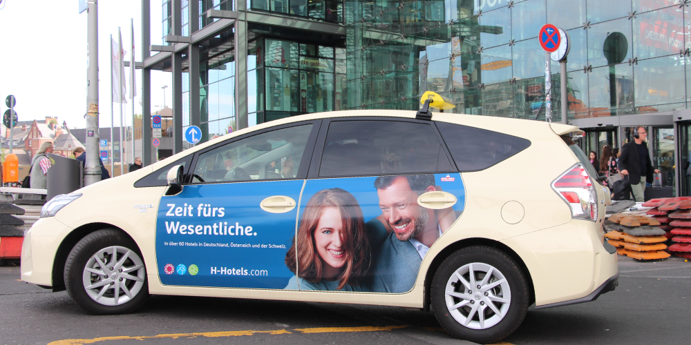 Berliner Taxiwerbung Referenz H-Hotels
