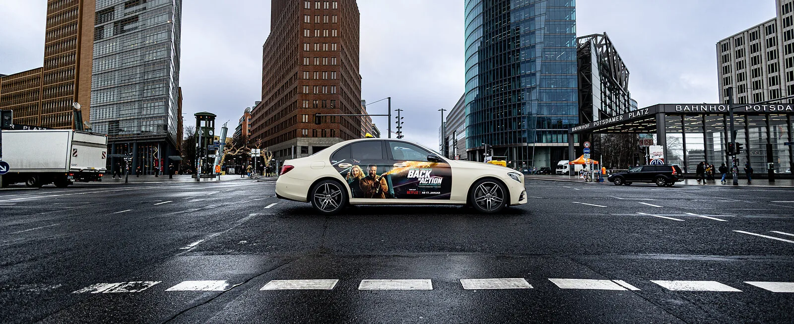 Netflix Back in Action taxi advertising at Potsdamer Platz